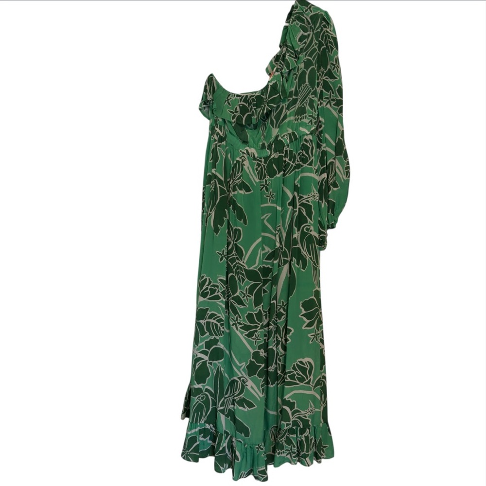 NWOT Farm Río Anthropologie Printed One-Shoulder Ruffle Dress - Women’s Size LG - Picture 4 of 8